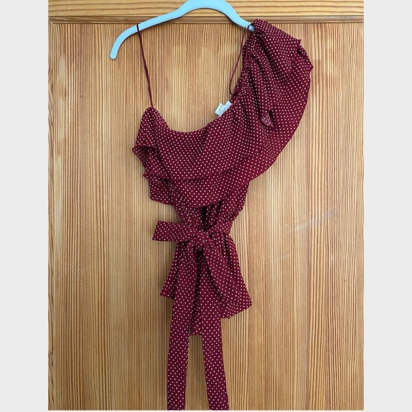 ANTHROPOLOGIE One Shoulder Tie-Waist Peplum Top - Picture 8 of 8